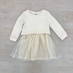 Old Navy Cream Quilted Top Tulle Skirt Dress Baby Toddler Girls 5T
